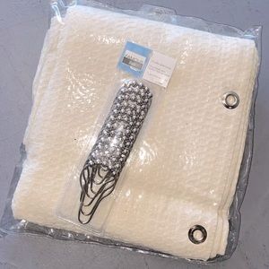 Hotel Quality Waffle Weave Fabric Shower Curtain And Clips Bundle